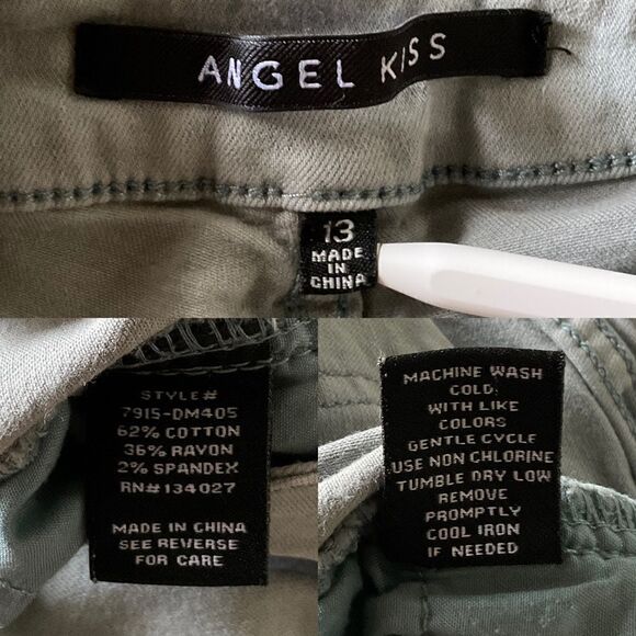 Angel Kiss Gray Blue Frayed Stretchy Jean Shorts 13 - Picture 4 of 5